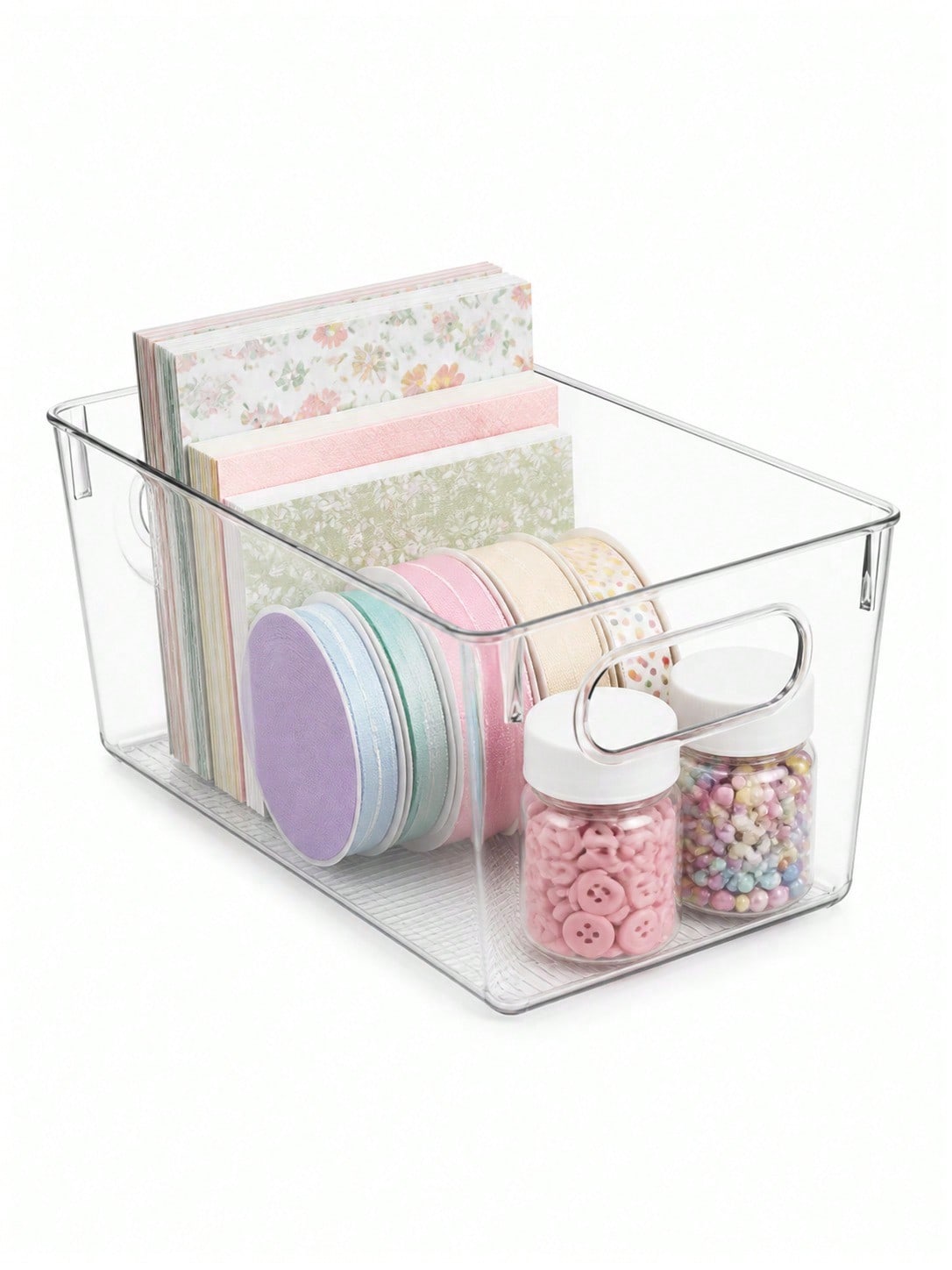 Desk Setup Organizer - 8-Pack Clear Storage Bins with Handles,