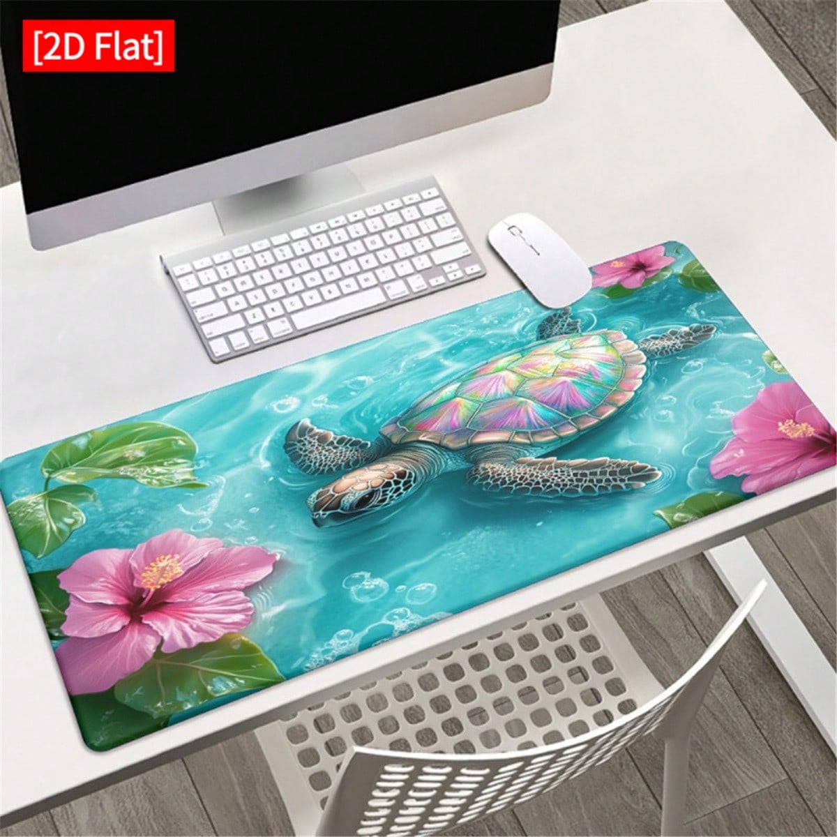 Desk Setup Laptop And Pc - [2D Flat]1pc Sea And Hibiscus Flower