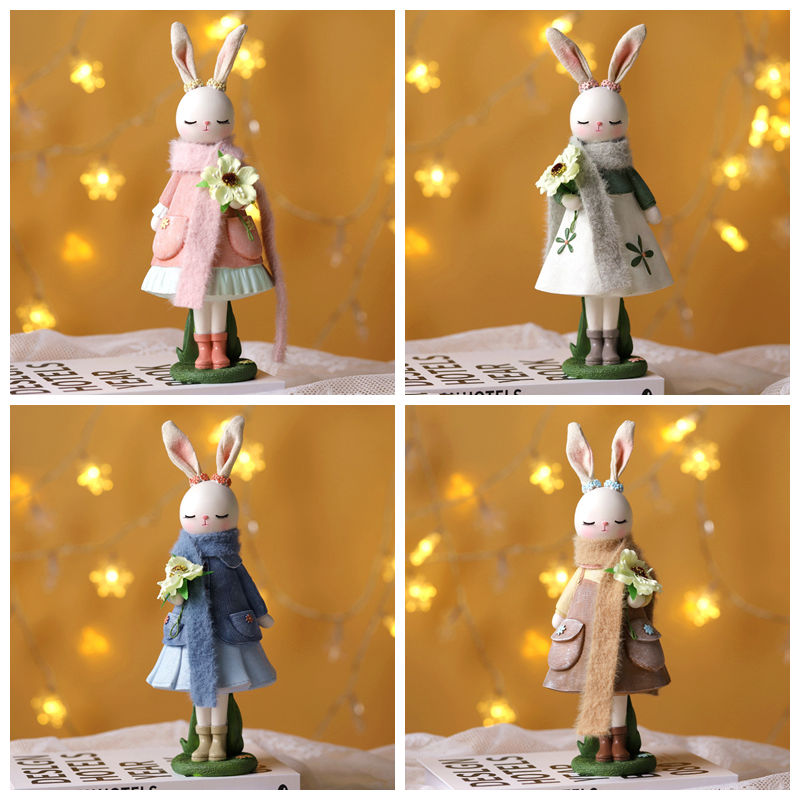 Desk Setup Girl - Spring Floral Rabbit Resin Ornaments Home