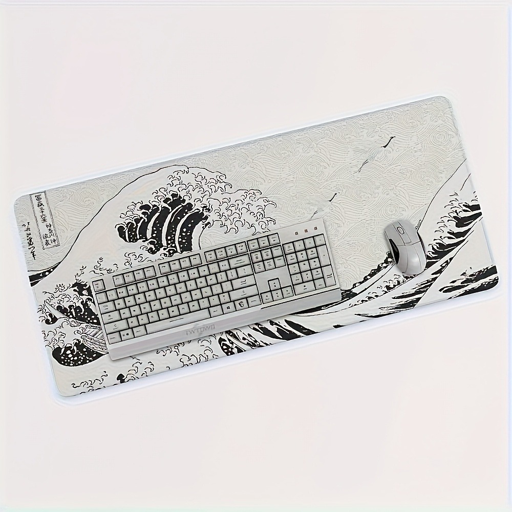 Black White Wave Art XXL Desk  - Desk Setup Laptop And Pc review and price
