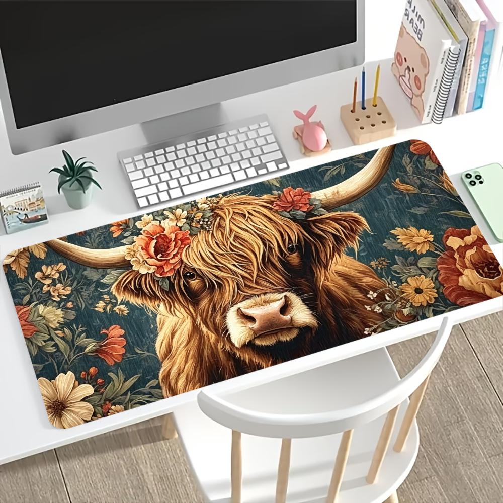 Vintage Highland Cow Floral Ga - Desk Setup Laptop And Pc review and price