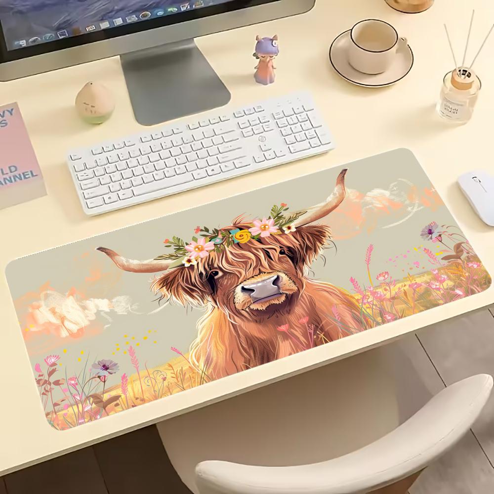 Vintage Highland Cow Floral Ga - Desk Setup Laptop And Pc review and price