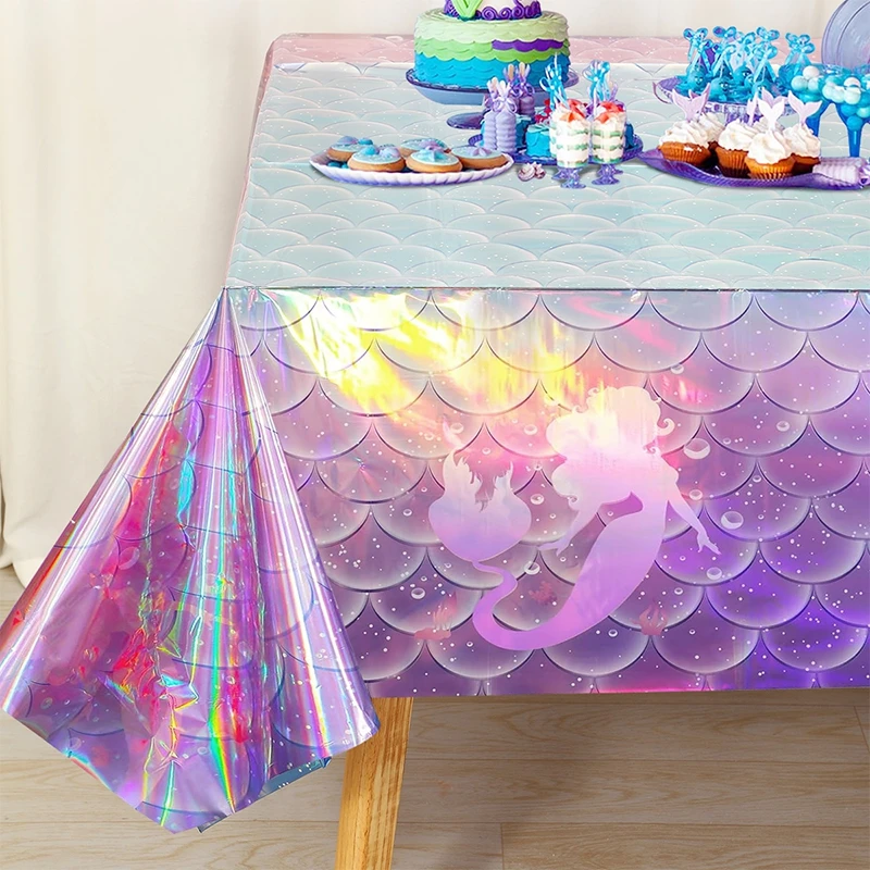 Mermaid Laser Plastic Tableclo - Desk Setup Girl review and price