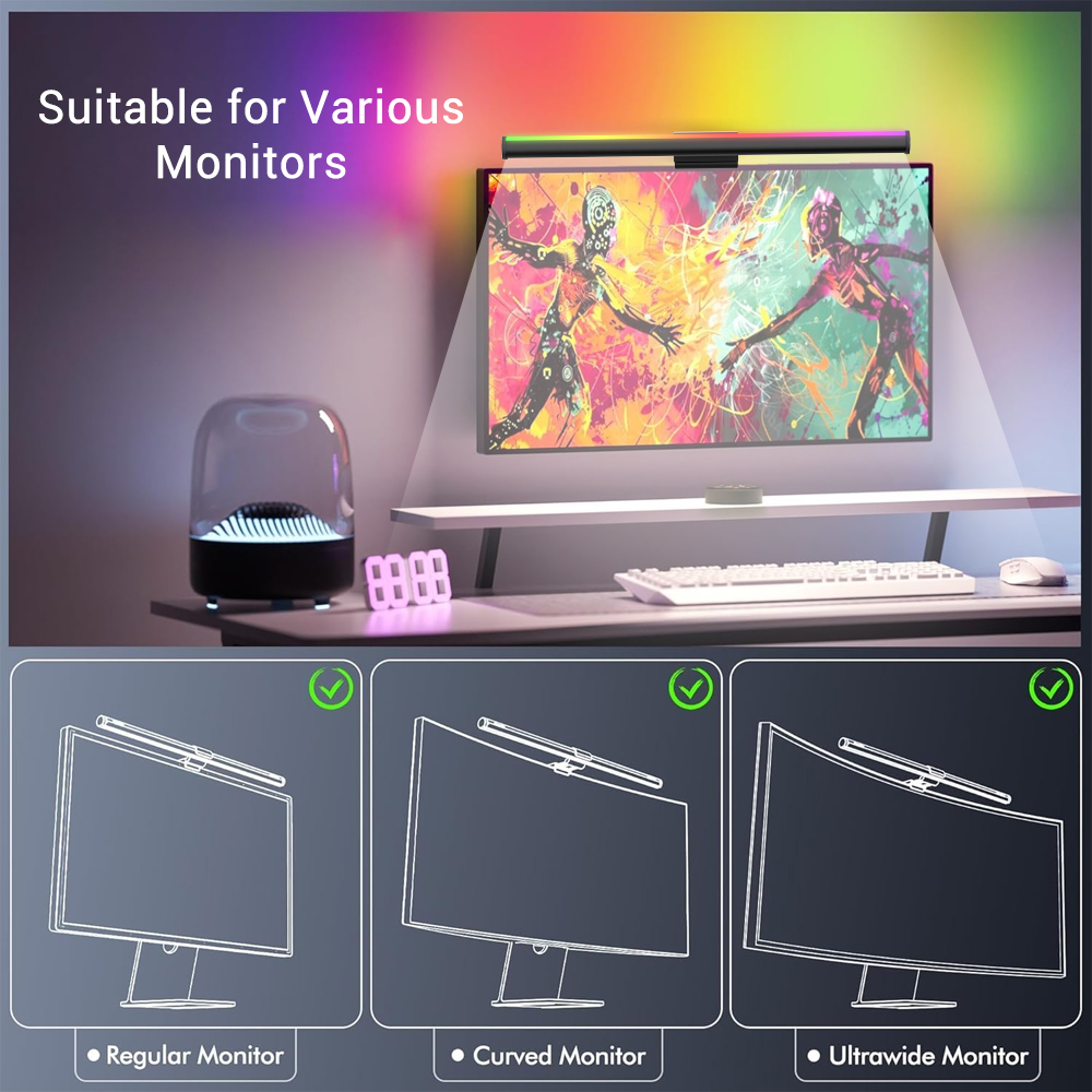 Wifi Lightbar Monitor Light Ba - Desk Setup Computer review and price