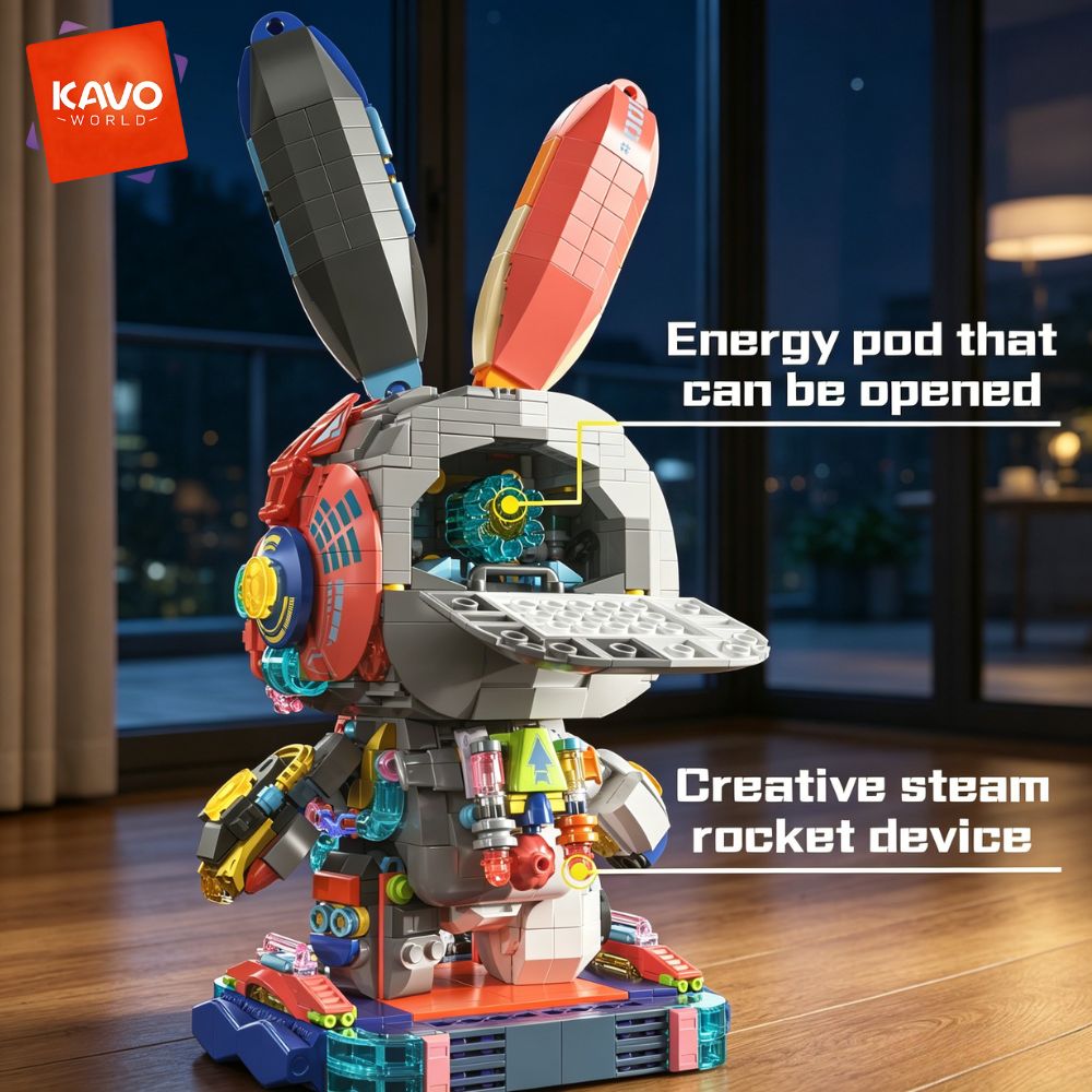KAVOWORLD 1377PCS Robot Rabbit - Desk Setup Diy review and price