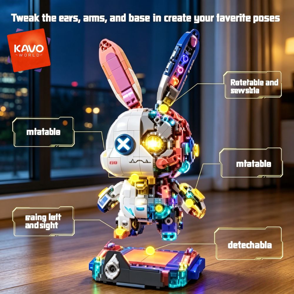 KAVOWORLD 1377PCS Robot Rabbit - Desk Setup Diy review and price
