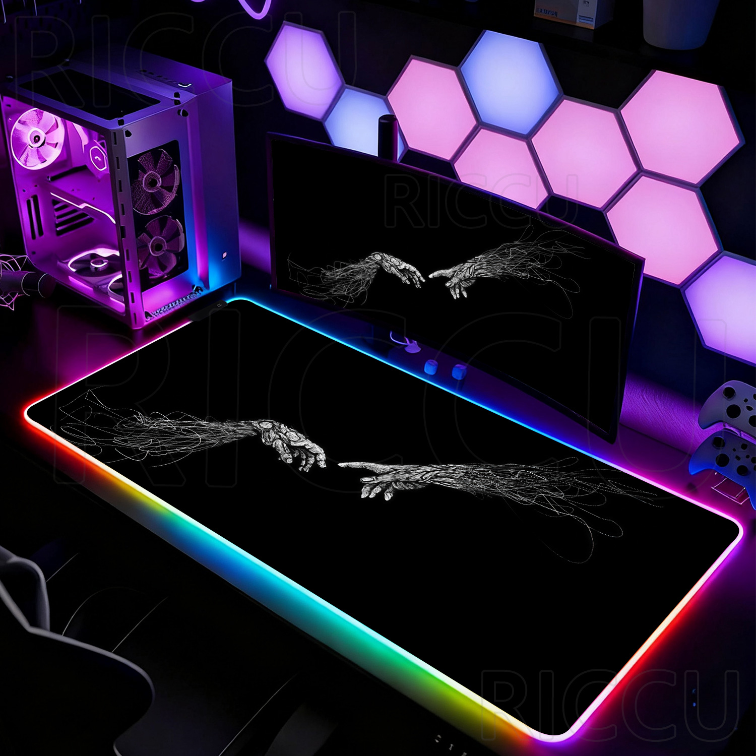RGB XXL HD Large Black White G - Desk Setup Laptop And Pc review and price
